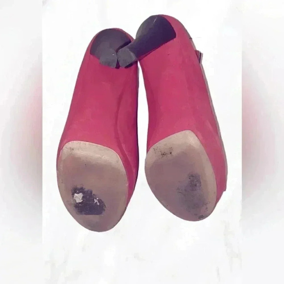 Michael kors cherry red and silver open toe suede leather ankle boot 8.5 - Picture 4 of 5